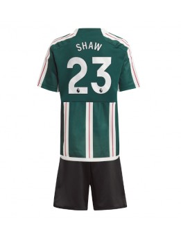 Manchester United Luke Shaw #23 Dječji Gostujuci Dres kompleti 2023-24 Kratak Rukavima (+ kratke hlače)